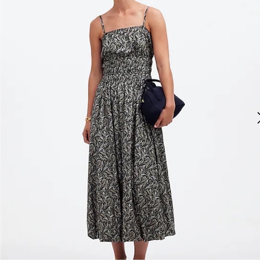 Madewell Floral Bubble Hem Midi Dress